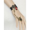 Black Lace Palace Style Gothic Lolita Wrist Strap And Ring Set