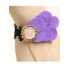 Black Lace Purple Decorate Lolita Wrist Strap And Ring Set