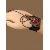 Black Lace Red Gems Lolita Wrist Strap And Ring