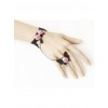 Charming Black Butterfly Pink Floral Lady Lolita Bracelet And Ring Set