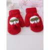 Cherry Plush Ball Rabbit-hair Knit Sweet Lolita Total Finger Gloves