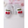 Cherry Plush Ball Rabbit-hair Knit Sweet Lolita Total Finger Gloves