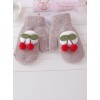 Cherry Plush Ball Rabbit-hair Knit Sweet Lolita Total Finger Gloves