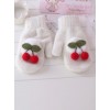 Cherry Plush Ball Rabbit-hair Knit Sweet Lolita Total Finger Gloves