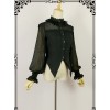 Halloween Black Little Standing Collar Lace Lolita Long Sleeve Shirt