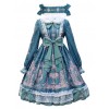 Full-blown Flowers Series Bowknot Ruffle Chiffon Sweet Lolita Long Sleeve Dress