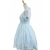 Blue Jacquard Chiffon Bow Short Sleeve Sweet Lolita Dress