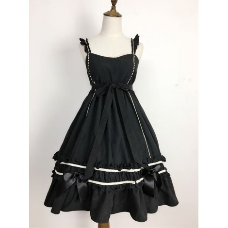 Black Elegant Bowknot Classic Lolita Sling Dress