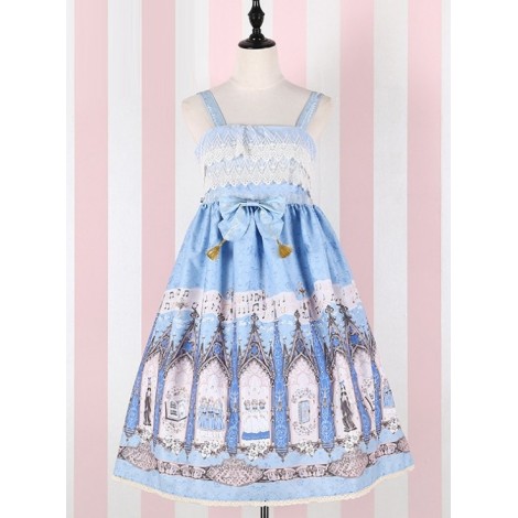 The Traveler's Hymn Series High Waist Bowknot Classic Lolita Sling Dress