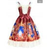 Time Machine Heart Series Printing JSK Retro Classic Lolita Sling Dress