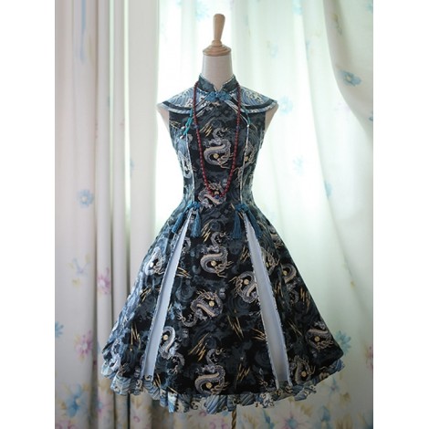 Black Dragon Chinese Style Lolita Sleeveless Dress