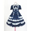 Cute Bowknot Short Sleeves Pompon Sweet Lolita Dress