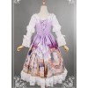 Purple Adorable Round Collar Detachable Sleeves Oil Painting Printed Lolita Dress