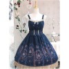 Blue Lace Trimmed Straps Waist Dress