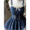 Blue Lace Trimmed Straps Waist Dress