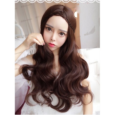 Chocolate Centre Parting Long Curly Hair Lolita Wig