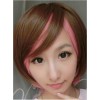 Girl's Sweet Brown Pink Lolita Short Wig