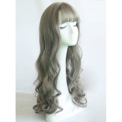 Large Wavy Air-bangs Long Curly Hair Lolita Wig