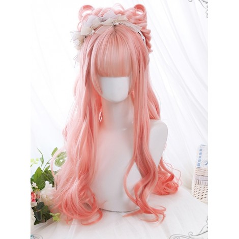 Peach Oolong Series Pink Long Curly Hair Sweet Lolita Wigs