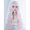 Cute Air-bangs Pink Long Curly Hair Lolita Wigs