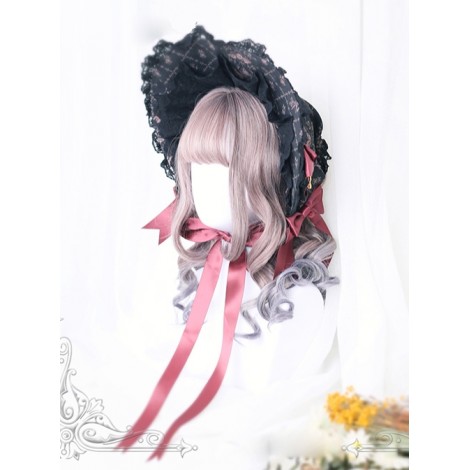 Rome Curly Inner Buckle Grey Pink Gradient Navy Blue Lolita Wig