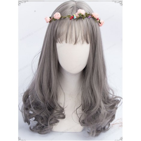 Granny Grey Long Hair Air Bangs Day-to-day Lolita