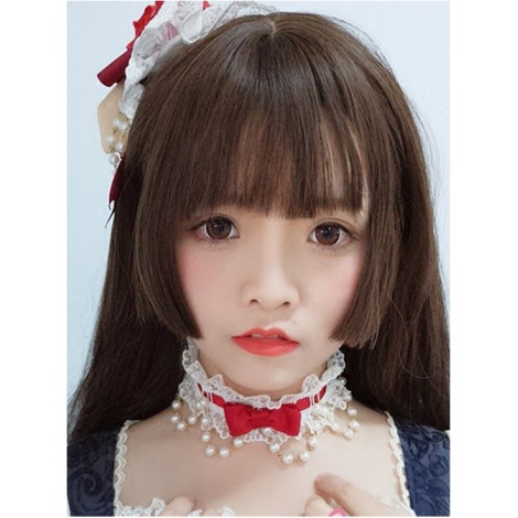 Dark Brown Long Straight Hair Lolita Wig