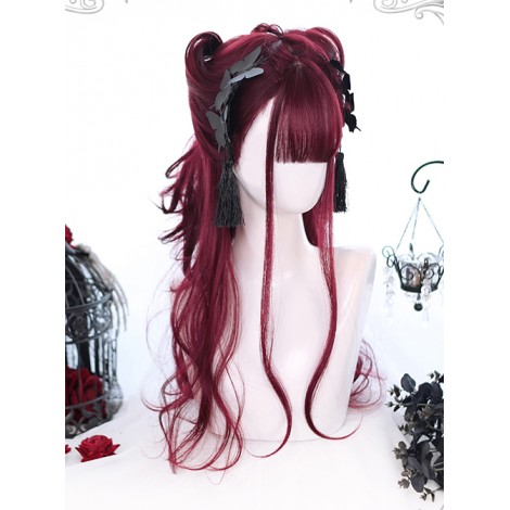 Water Wave Curly Rust Red Gradual Change Lolita Wig