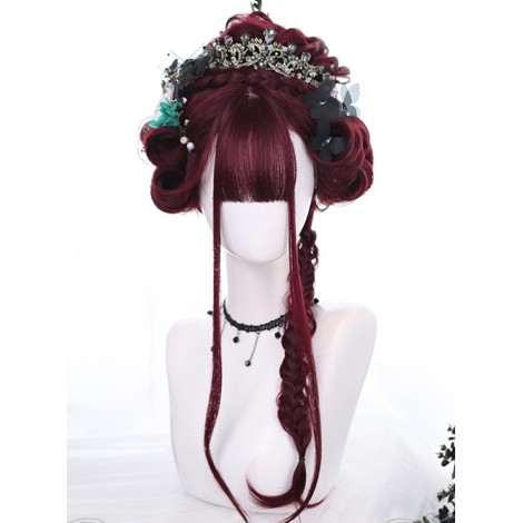 Tears Of Witch Series Dark Red Long Curly Hair Gothic Lolita Wigs