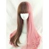 Brown And Pink Double Spelling Color Straight Hair Sweet Lolita Wigs