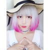 Rinka Haircut Short Curly Hair Silver Pink Gradient Lolita Wig