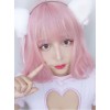 Harajuku Style Light Pink Air Bangs Short Curly Hair Lolita Wig