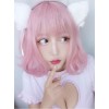 Harajuku Style Light Pink Air Bangs Short Curly Hair Lolita Wig