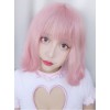 Harajuku Style Light Pink Air Bangs Short Curly Hair Lolita Wig