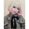 Short Curly Hair Silver Pink Gradient Lolita Wig