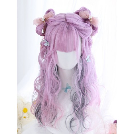 Purple Layered Gradient Middle Long Curly Hair Lolita Wig