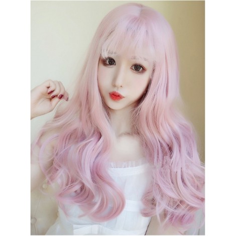 Pink Gradient Lolita Lovely Long Curly Hair Wig