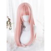 Hime Cut Pink Long Straight Hair Lolita Wigs