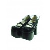 Black 4.9" Heel High Stylish Synthetic Leather Round Toe Scalloped Platform Girls Lolita Shoes