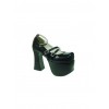 Black 4.9" Heel High Stylish Synthetic Leather Round Toe Scalloped Platform Girls Lolita Shoes