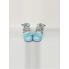 Bowknot Circular Buckle Lake Blue Matte Lolita Low Heel Shoes