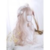 Air-bangs Hime Cut Light Pink Long Curly Hair Lolita Wig