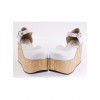 White 3.7" Heel High Lovely PU Round Toe Cross Straps Platform Girls Lolita Shoes