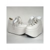 White 3.9" Heel High Adorable Suede Round Toe Ankle Straps Platform Lady Lolita Shoes