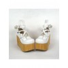 White 3.9" Heel High Lovely Suede Round Toe Cross Straps Platform Lady Lolita Shoes