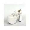 White 4.9" Heel High Gorgeous Suede Round Toe Cross Straps Platform Lady Lolita Shoes