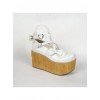 White 3.9" Heel High Lovely Suede Round Toe Cross Straps Platform Lady Lolita Shoes