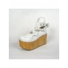 White 3.9" Heel High Lovely Suede Round Toe Cross Straps Platform Lady Lolita Shoes