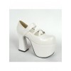 White 4.9" Heel High Gorgeous Suede Round Toe Cross Straps Platform Lady Lolita Shoes