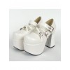 White 4.9" Heel High Gorgeous Suede Round Toe Cross Straps Platform Lady Lolita Shoes